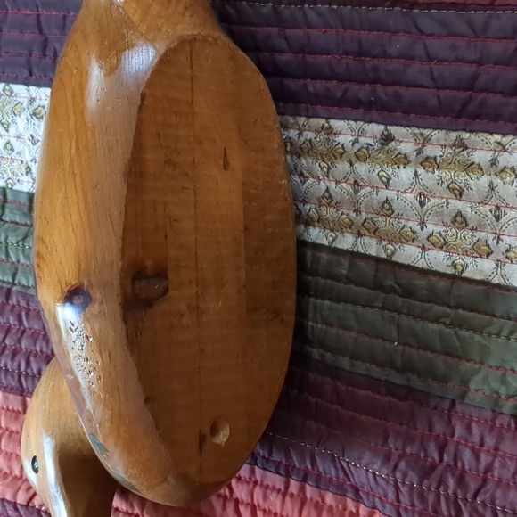 Hand carved hand painted vintage decoy duck w/ folk art painted flowers - Picture 6 of 10